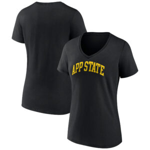 Women's Black Appalachian State Mountaineers Basic Arch V-Neck T-Shirt