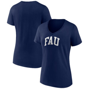 Women's Navy Florida Atlantic Owls Basic Arch V-Neck T-Shirt