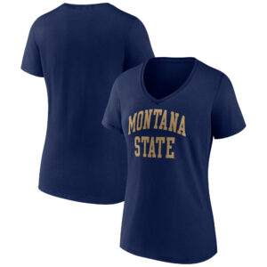 Women's Navy Montana State Bobcats Basic Arch V-Neck T-Shirt