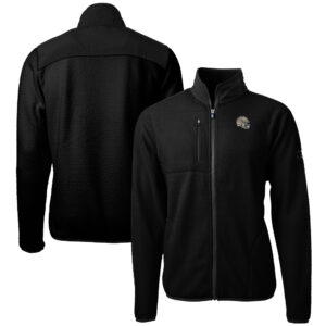 Men's Cutter & Buck  Black New Orleans Saints Helmet Cascade Eco Sherpa Fleece Full-Zip Jacket