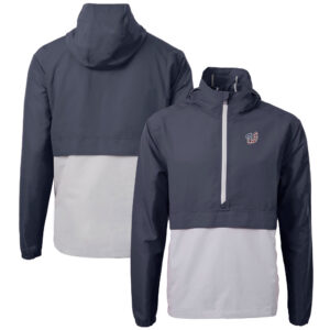 Men's Cutter & Buck  Navy/Gray Washington Nationals Americana Logo Charter Eco Knit Recycled Anorak Half-Zip Jacket