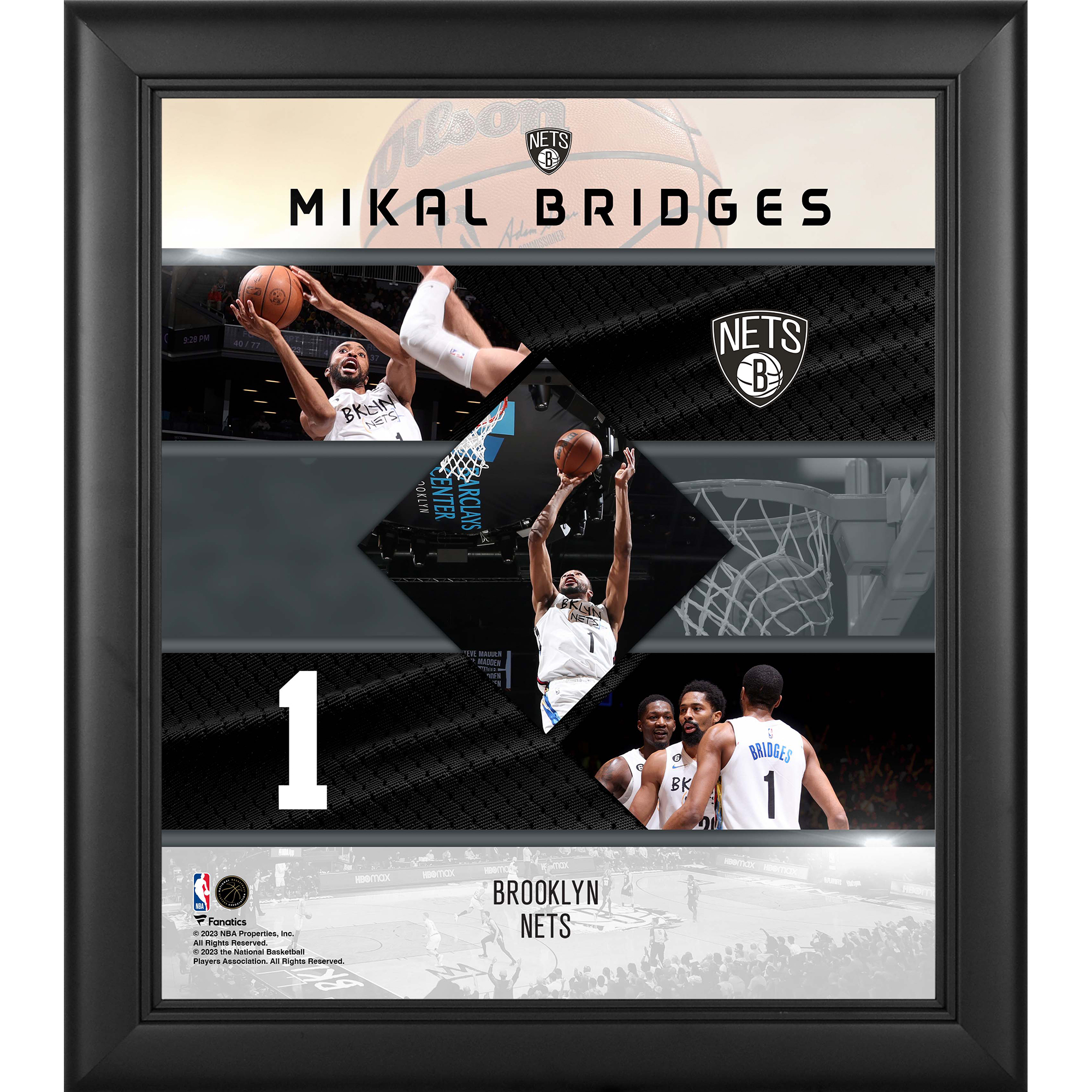 Mikal Bridges Brooklyn Nets Framed 15" x 17" Stitched Stars Collage