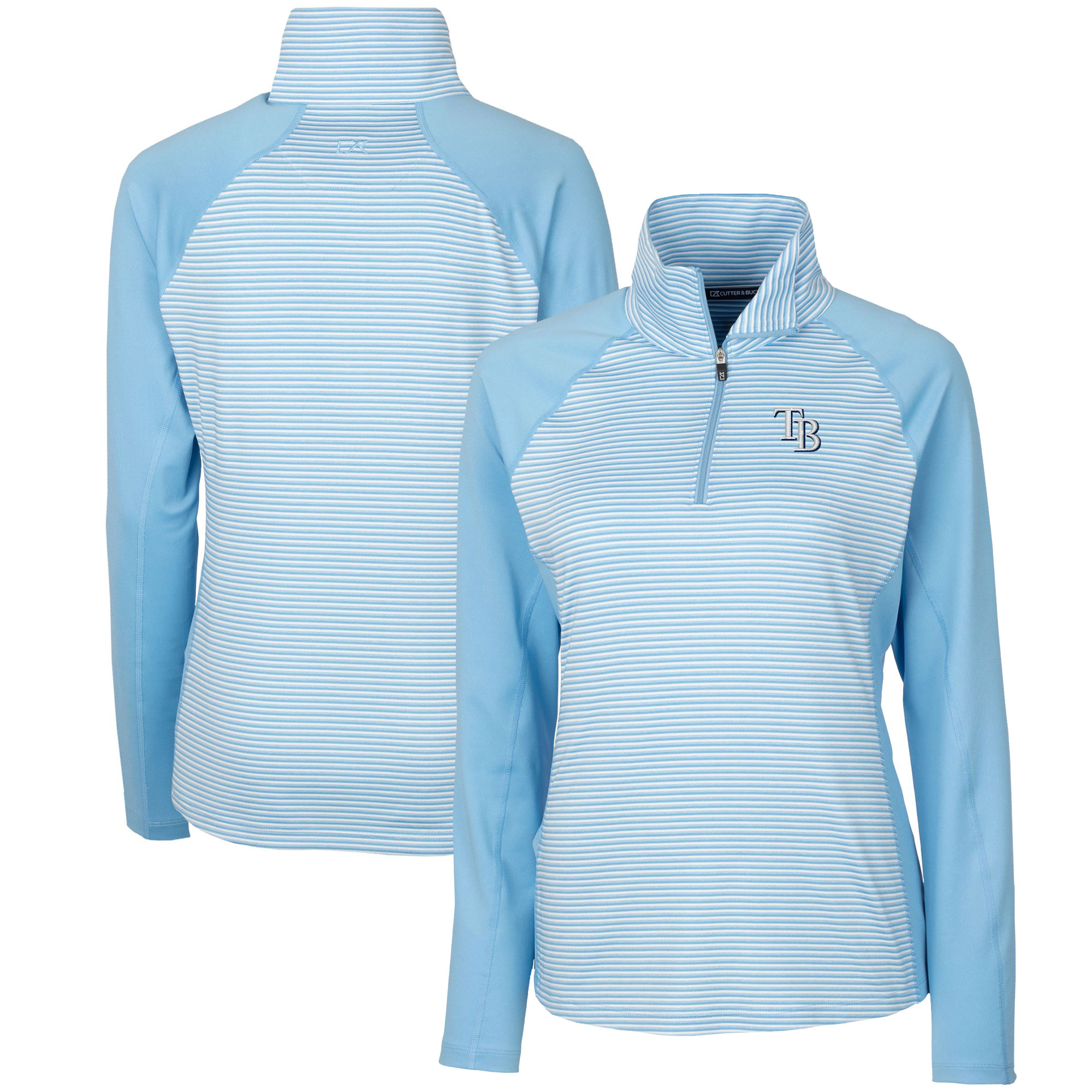 Women's Cutter & Buck Light Blue Tampa Bay Rays DryTec Forge Tonal Stripe Half-Zip Top - Image 5