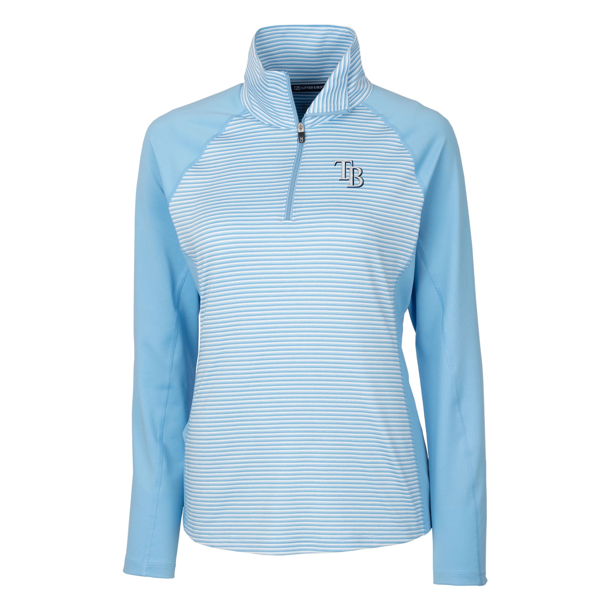 Women's Cutter & Buck Light Blue Tampa Bay Rays DryTec Forge Tonal Stripe Half-Zip Top - Image 6
