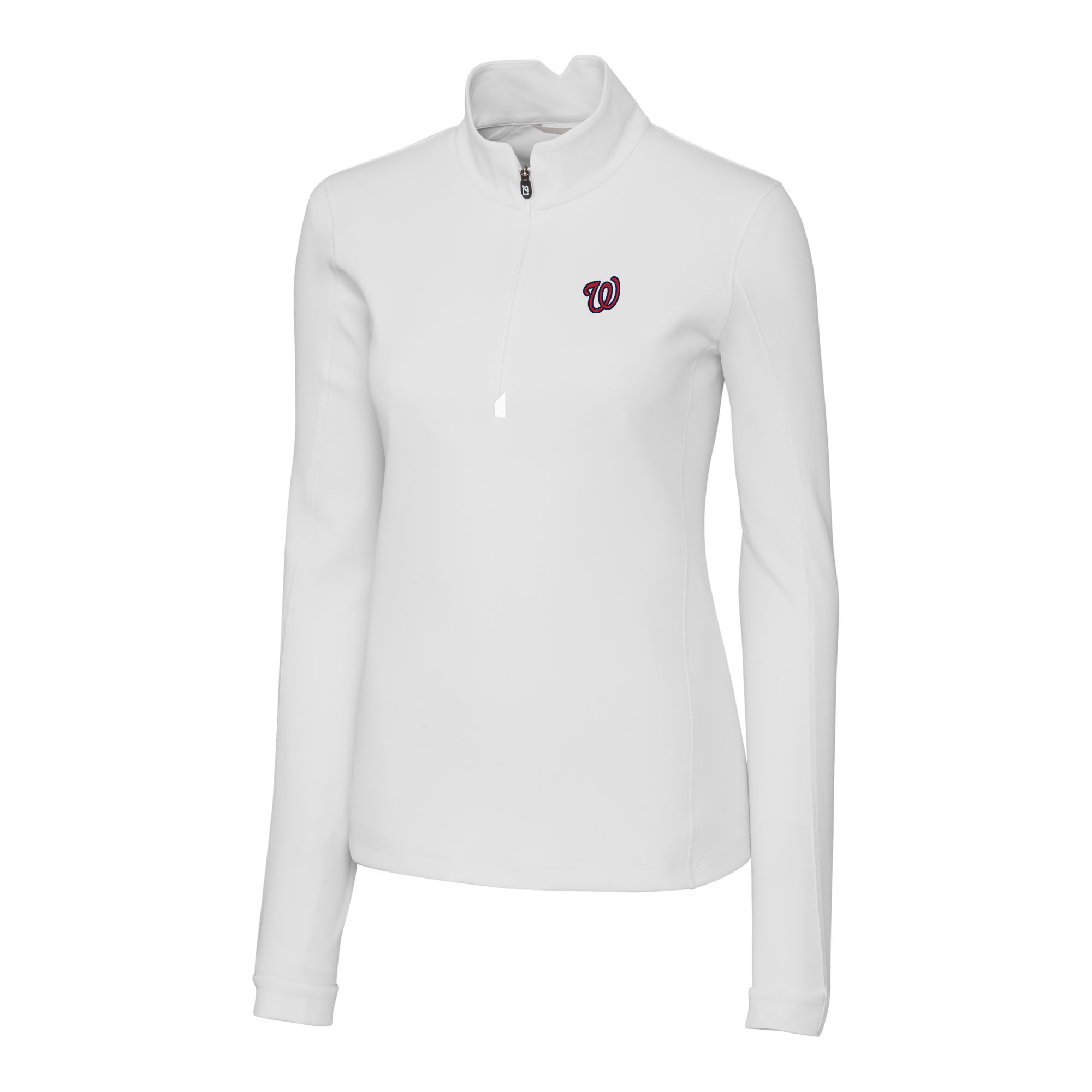 Women's Cutter & Buck White Washington Nationals DryTec Traverse Stretch Quarter-Zip Pullover Top - Image 6