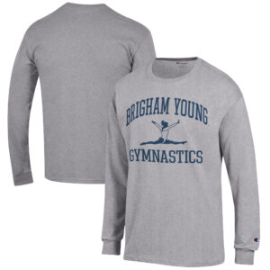 Men's Champion  Gray BYU Cougars Gymnastics Icon Long Sleeve T-Shirt