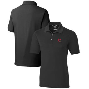 Men's Cutter & Buck  Black Cincinnati Reds Big & Tall Advantage Tri-Blend Pique Polo