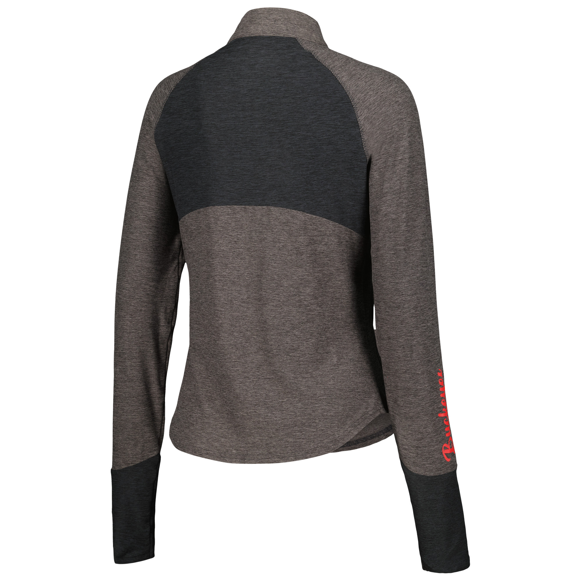 Women's Colosseum Black Ohio State Buckeyes Morningside Sleeve Hit Raglan Quarter-Zip Top - Image 7