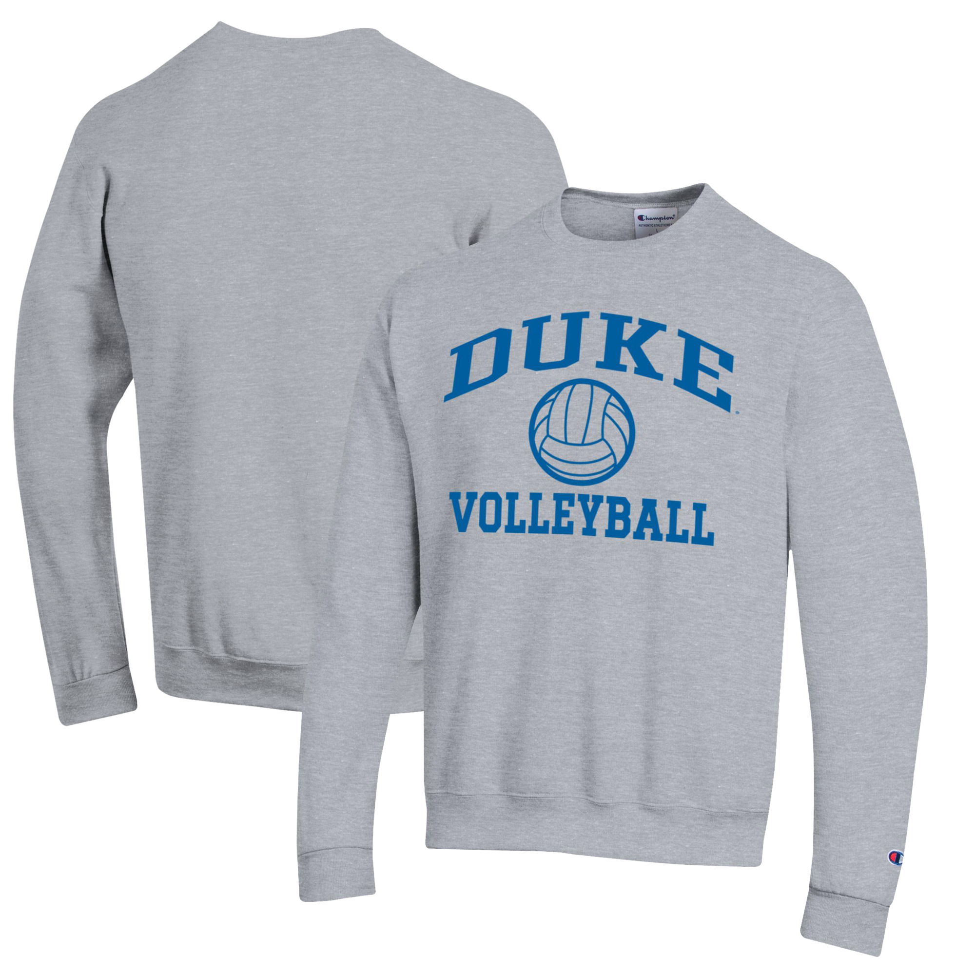 Men's Champion Gray Duke Blue Devils Icon Logo Volleyball Pullover Sweatshirt - Image 2
