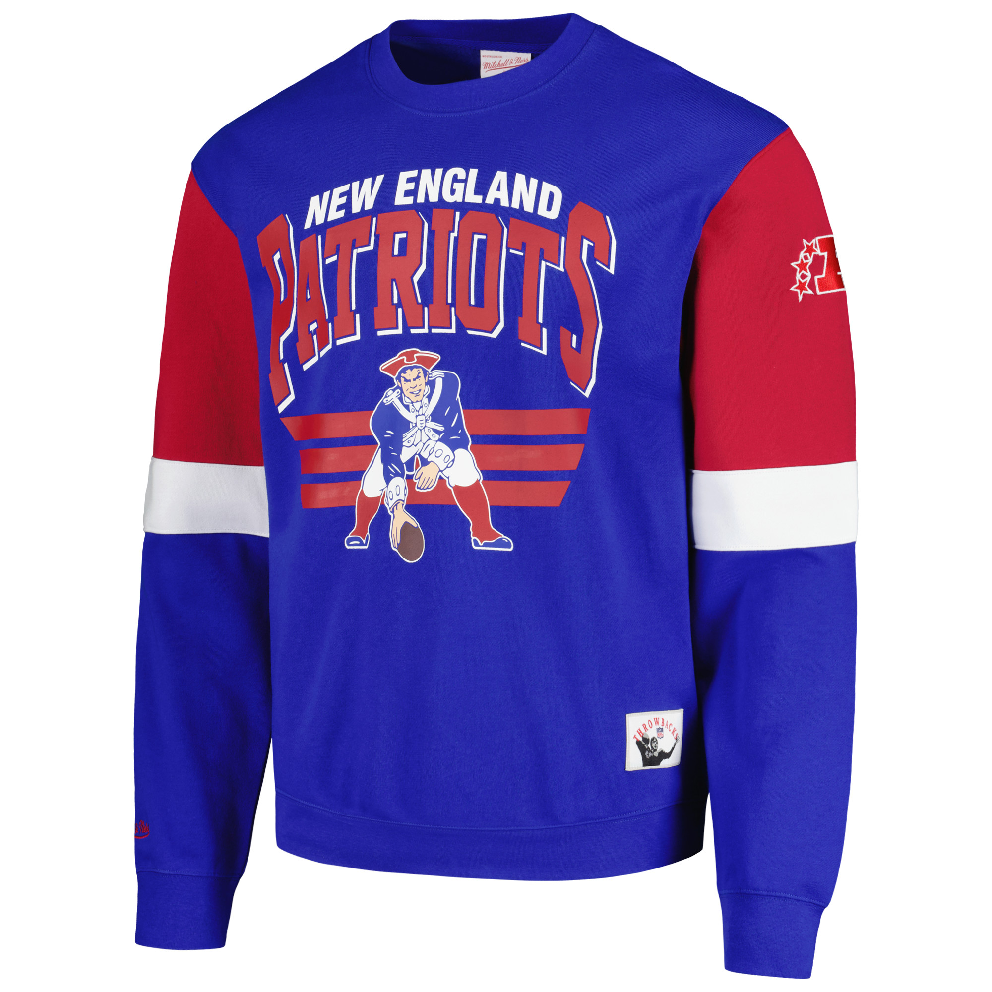 Men's Mitchell & Ness Royal New England Patriots Gridiron Classics Allover 3.0 Pullover Sweatshirt - Image 6