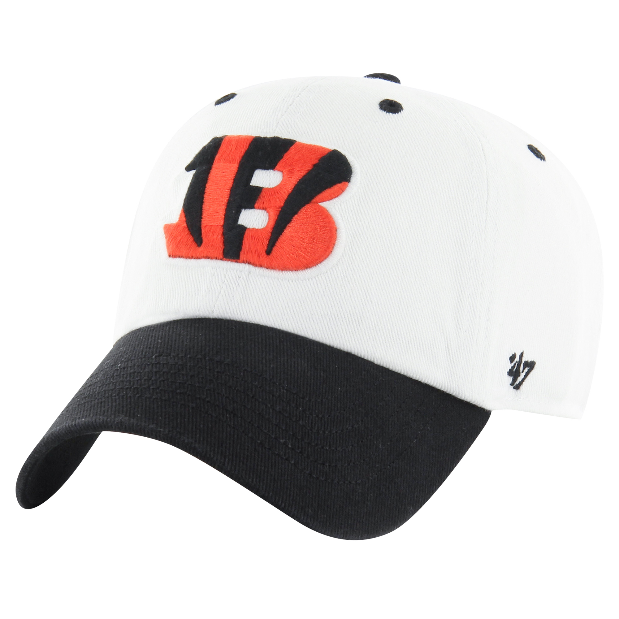 Men's '47 White/Black Cincinnati Bengals Double Header Diamond Clean Up Adjustable Hat - Image 2