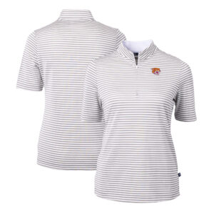 Women's Cutter & Buck  Gray Bethune-Cookman Wildcats DryTec Virtue Eco Pique Stripe Recycled Polo