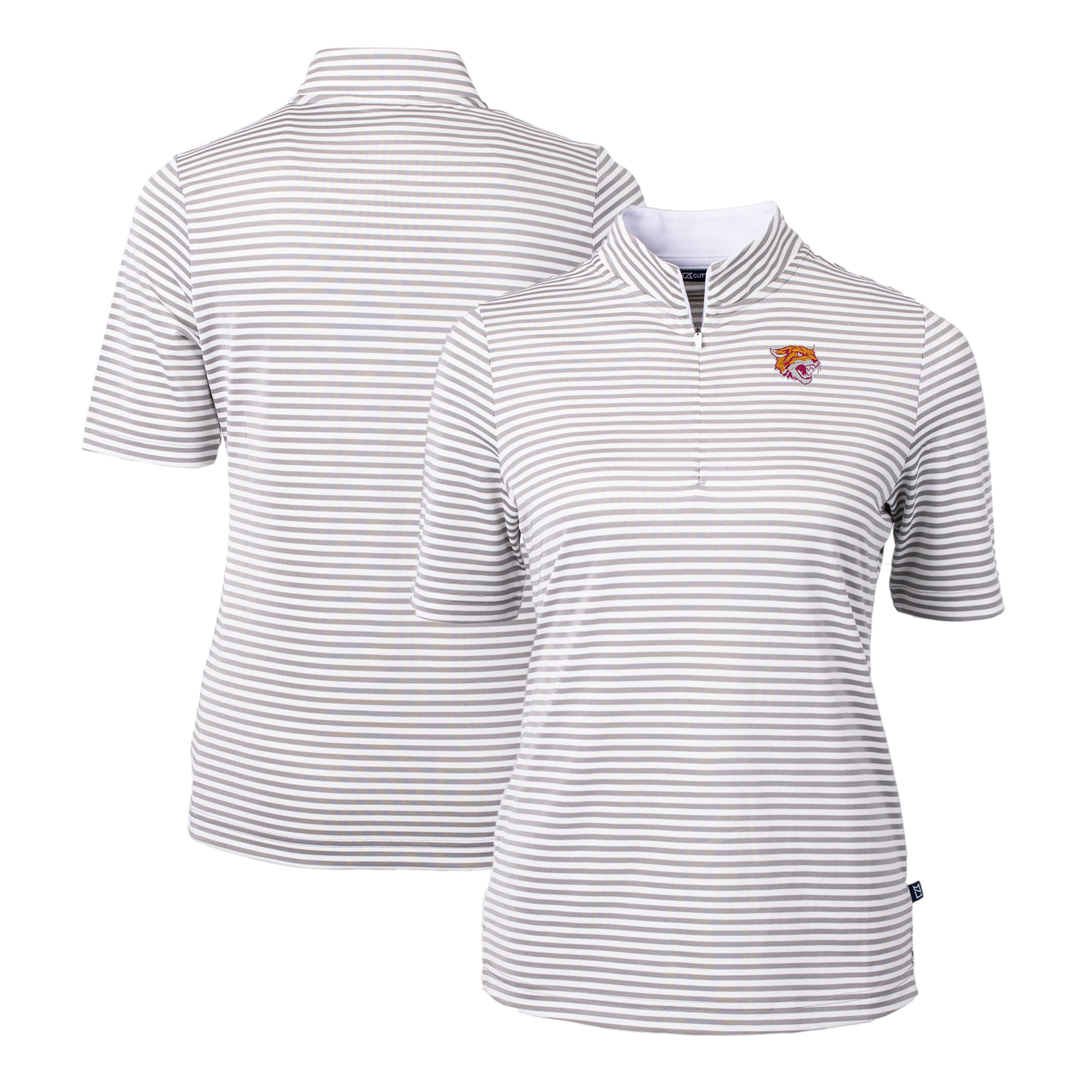 Women's Cutter & Buck Gray Bethune-Cookman Wildcats DryTec Virtue Eco Pique Stripe Recycled Polo