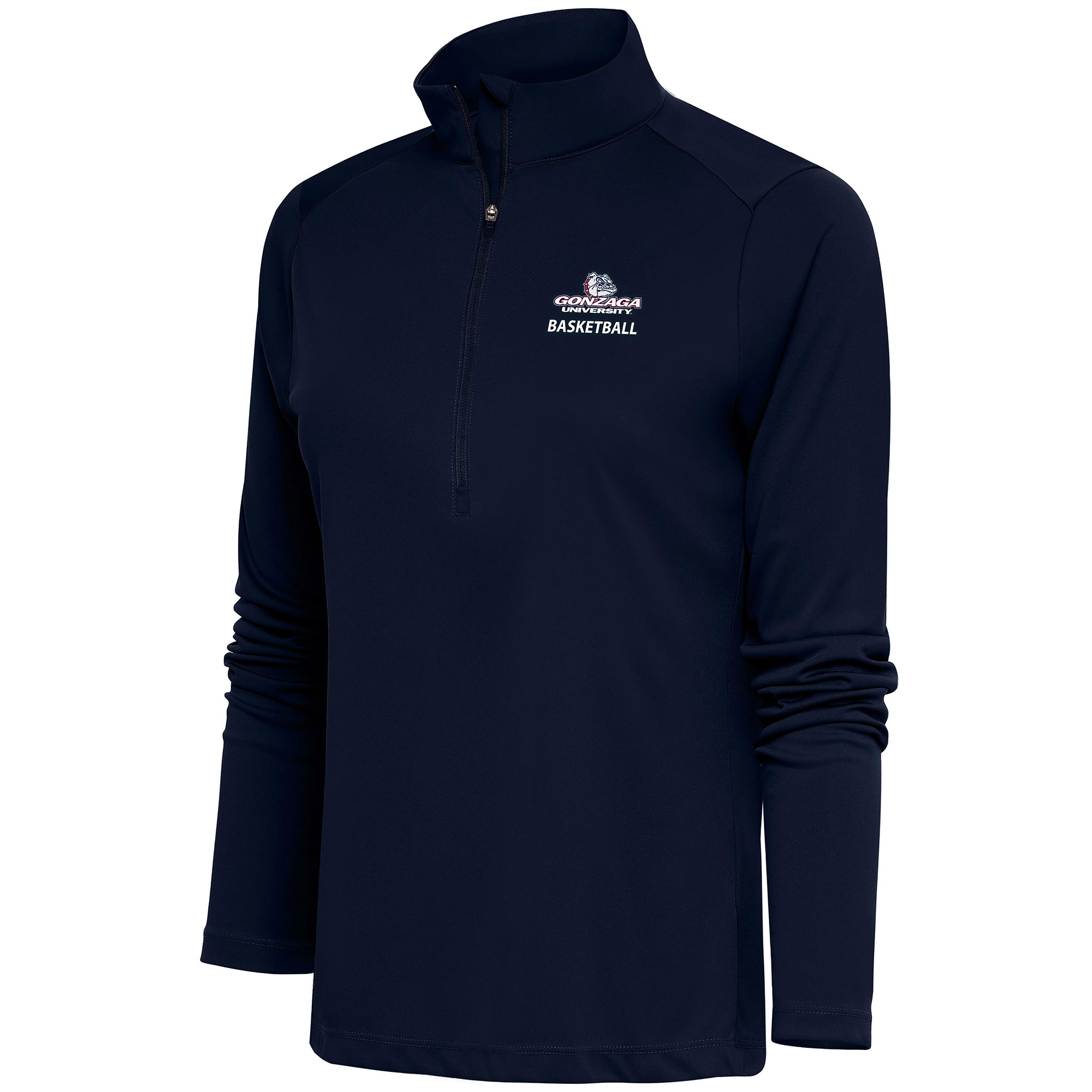 Women's Antigua Navy Gonzaga Bulldogs Basketball Tribute Half-Zip Pullover Top