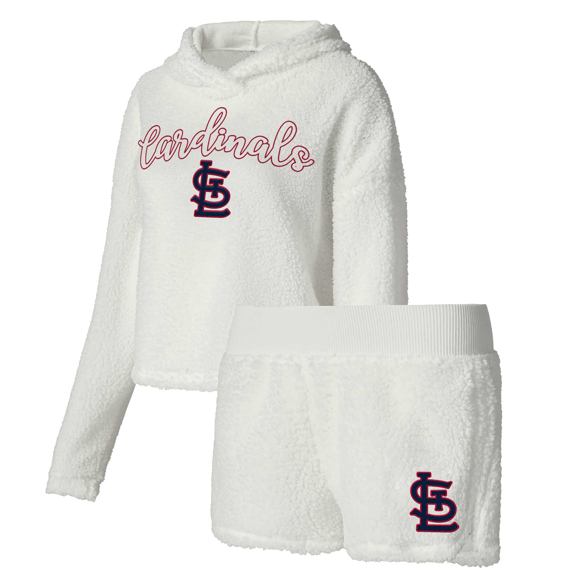 Women's Concepts Sport Cream St. Louis Cardinals Fluffy Hoodie Top & Shorts Sleep Set - Image 5