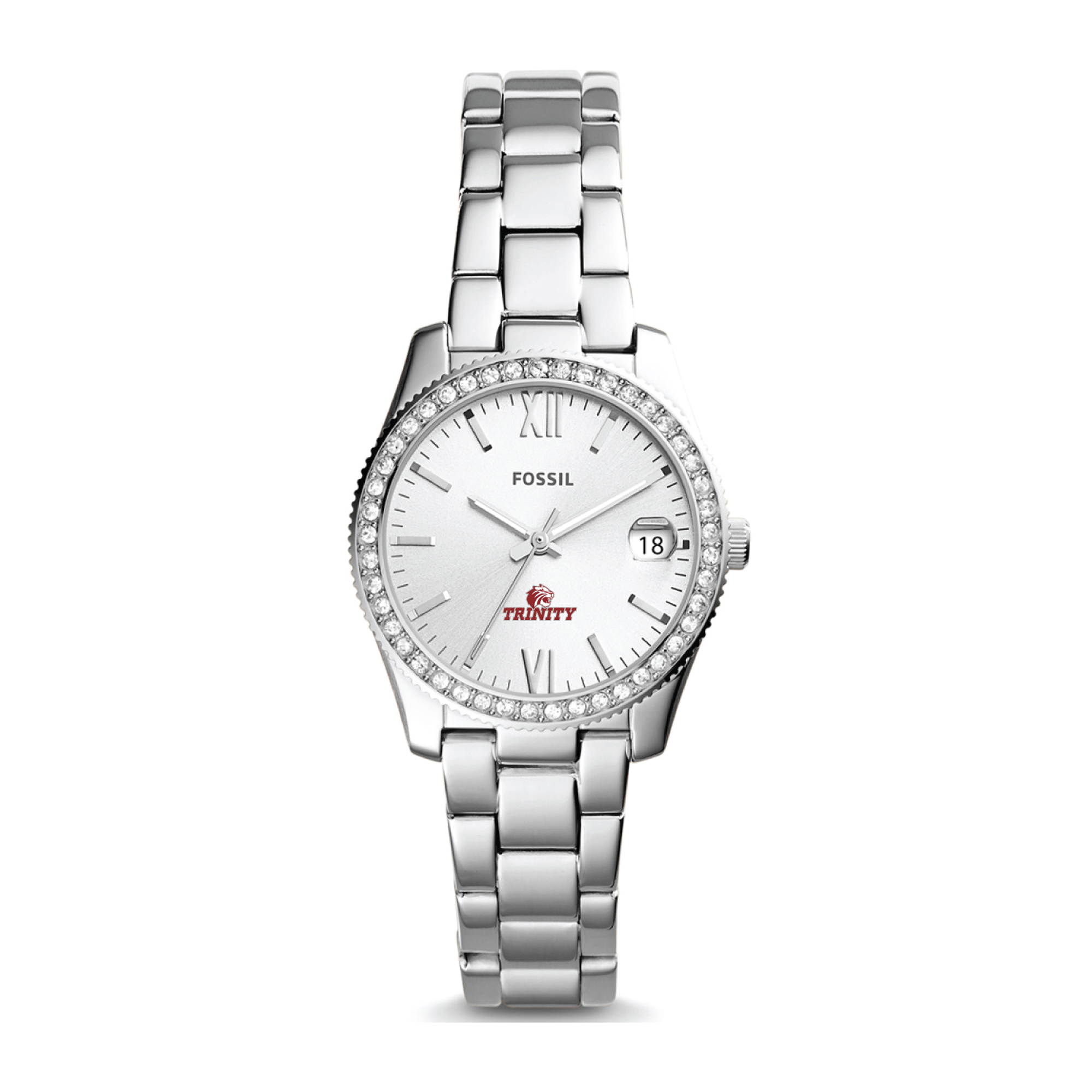 Women's Fossil Silver Trinity Tigers Scarlette Mini Three-Hand Date Watch