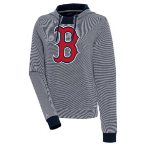Women's Antigua  Navy/White Boston Red Sox Axe Bunker Tri-Blend Pullover Hoodie