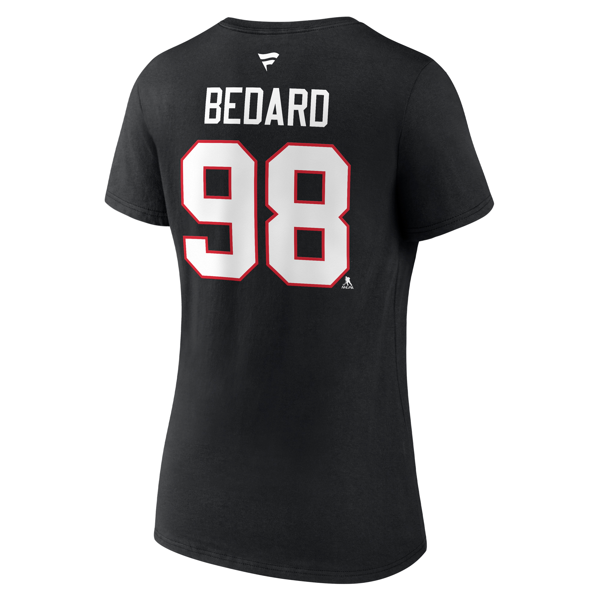 Women's Fanatics Connor Bedard Black Chicago Blackhawks 2023 NHL Draft Authentic Stack Player Name & Number V-Neck T-Shirt - Image 7
