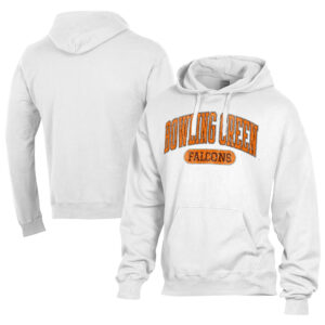 Men's Comfort Wash  White Bowling Green St. Falcons Lightweight Fleece Pullover Hoodie