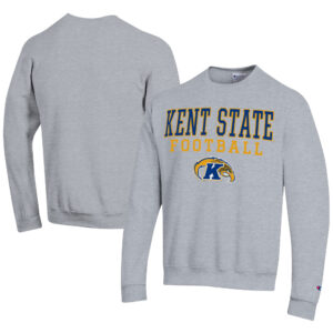 Men's Champion  Gray Kent State Golden Flashes Football Powerblend Pullover Sweatshirt
