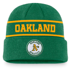Men's Nike Green Oakland Athletics Cooperstown Collection Rewind Terra Cuffed Knit Hat