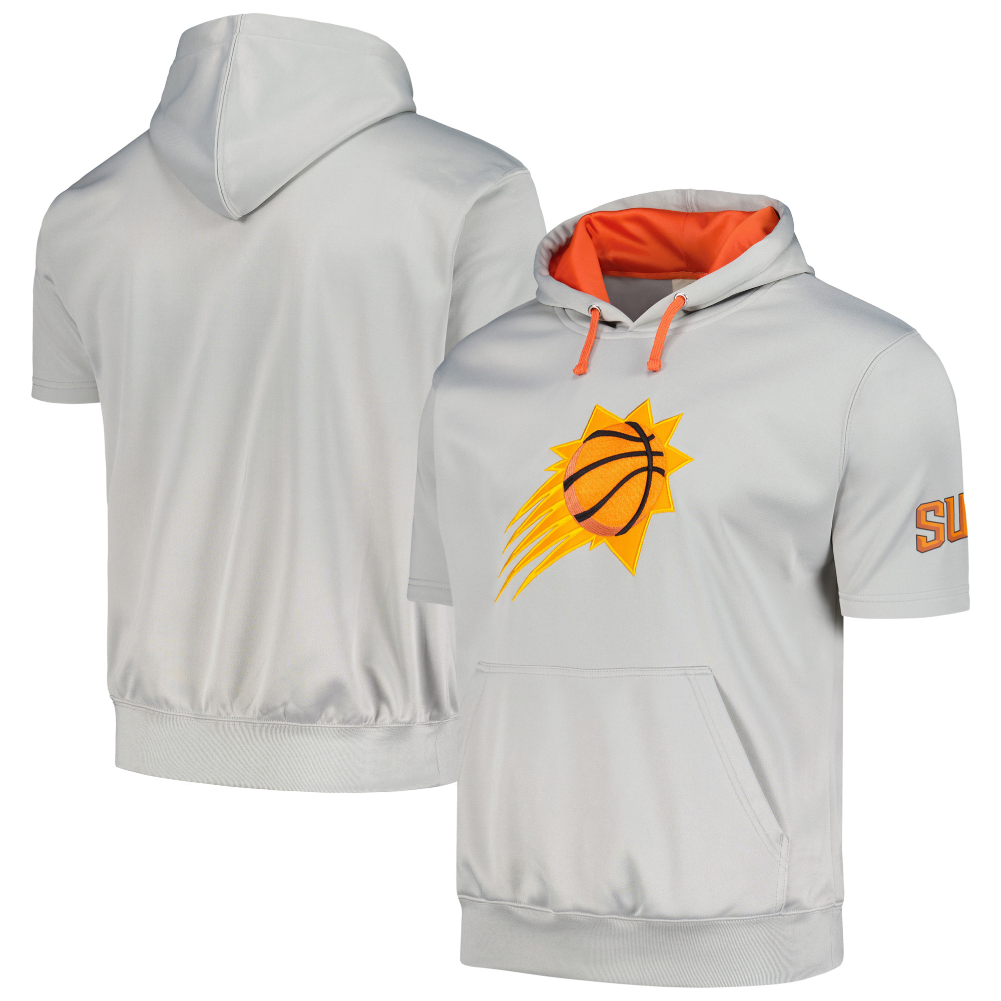 Men's Fanatics Silver/Orange Phoenix Suns Short Sleeve Pullover Hoodie - Image 2
