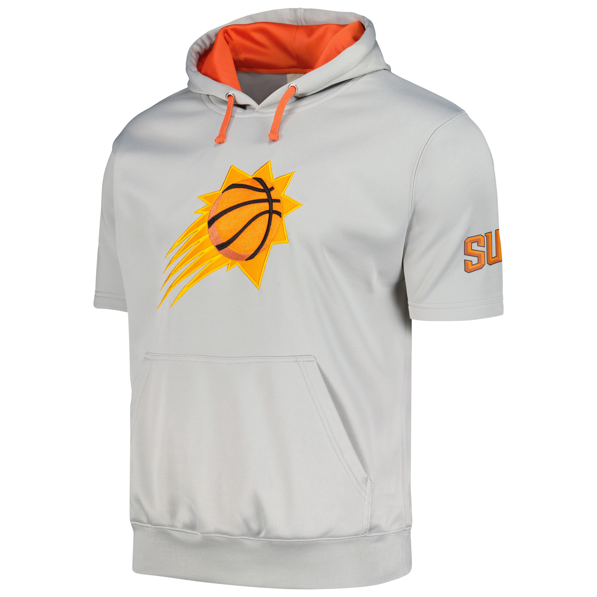 Men's Fanatics Silver/Orange Phoenix Suns Short Sleeve Pullover Hoodie - Image 3