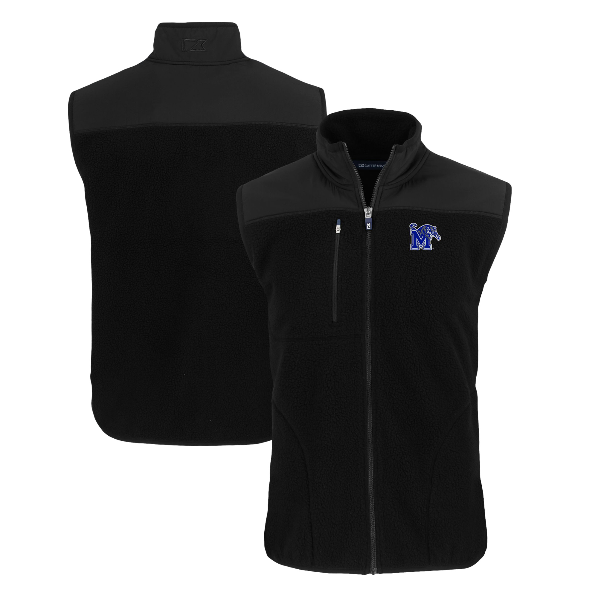 Men's Cutter & Buck Black Memphis Tigers Cascade Eco Sherpa Fleece Full-Zip Vest - Image 2