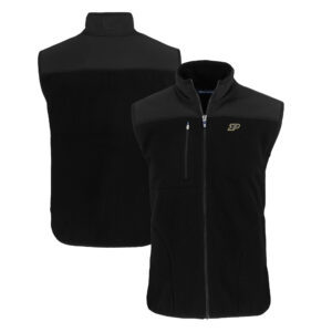 Men's Cutter & Buck  Black Purdue Boilermakers Big & Tall Cascade Eco Sherpa Fleece Full-Zip Vest