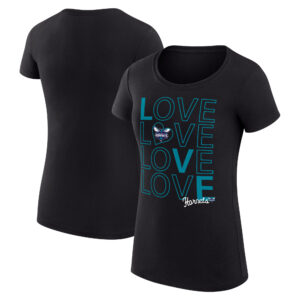 Women's G-III 4Her by Carl Banks Black Charlotte Hornets Basketball Love Fitted T-Shirt
