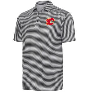 Men's Antigua  Black Calgary Flames Skills Polo