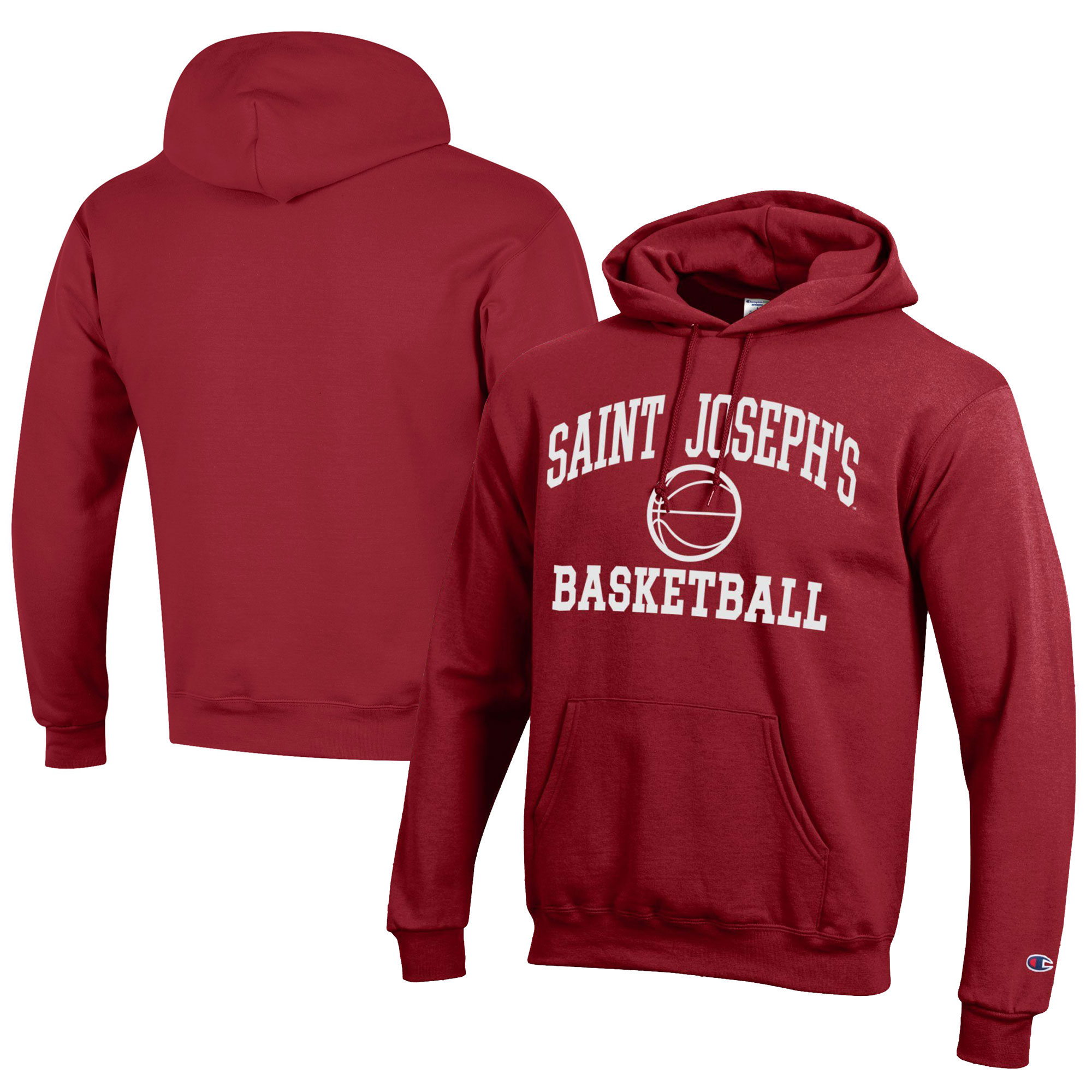 Men's Champion Cardinal Saint Joseph's Hawks Icon Logo Basketball Eco Powerblend Pullover Hoodie - Image 5