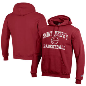Men's Champion  Cardinal Saint Joseph's Hawks Icon Logo Basketball Eco Powerblend Pullover Hoodie