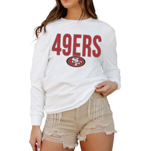 Women's Gameday Couture  White San Francisco 49ers  Always Ready Drop Shoulder Long Sleeve T-Shirt