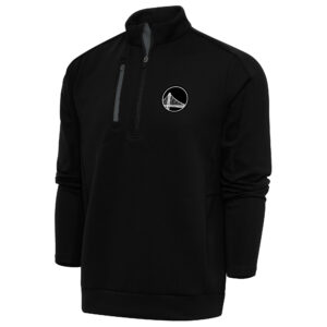 Men's Antigua Black Golden State Warriors Metallic Logo Generation Quarter-Zip Top