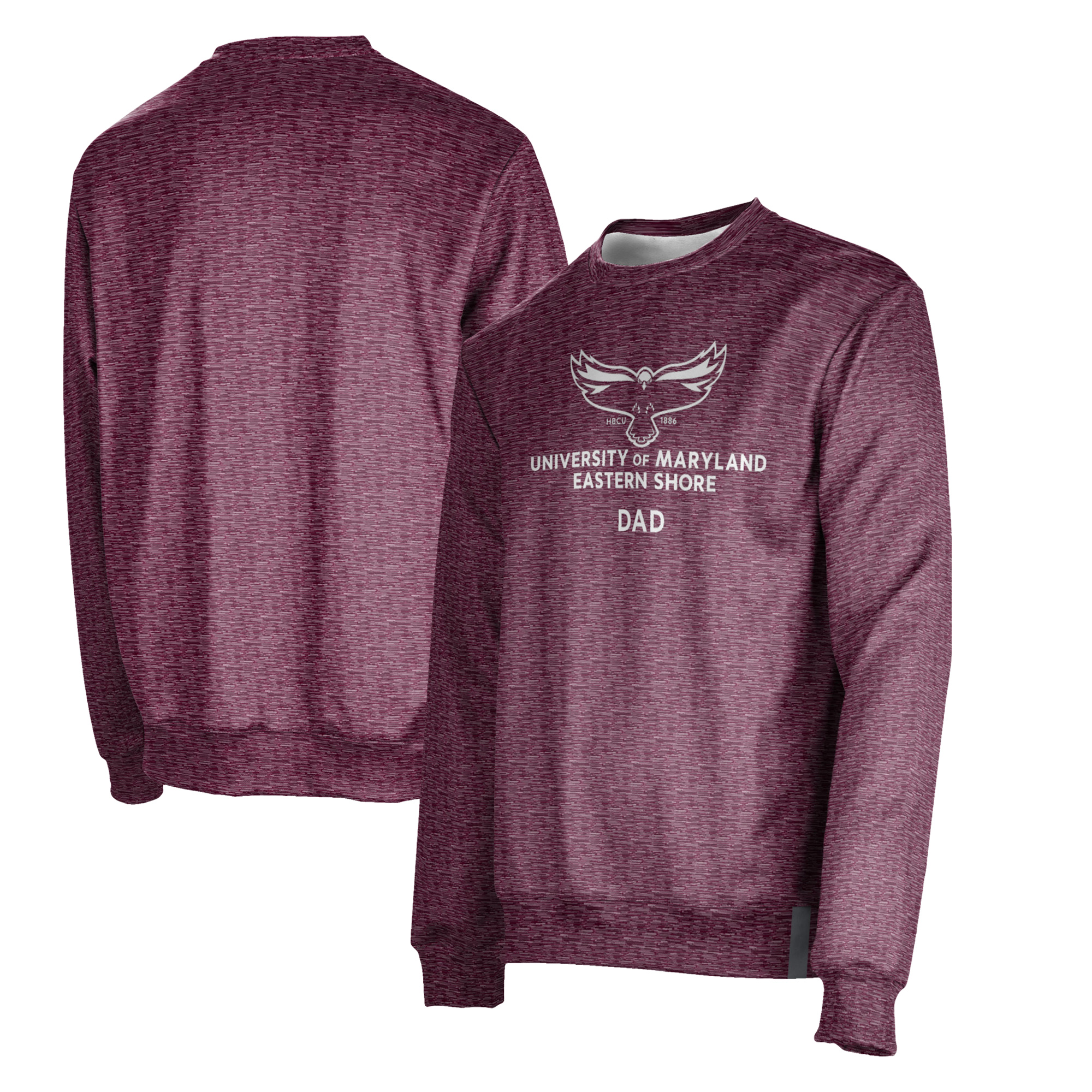 Men's ProSphere Maroon Maryland Eastern Shore Hawks Dad Name Drop Crewneck Pullover Sweatshirt - Image 2