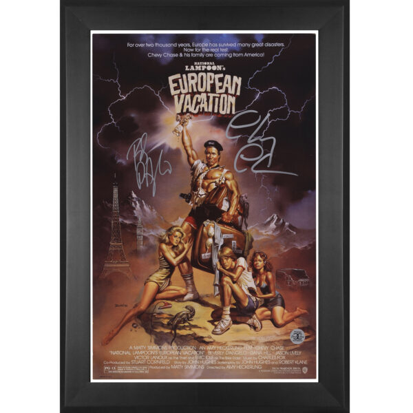 Chevy Chase & Beverly D'Angelo National Lampoon's European Vacation Autographed Framed 11" x 17" Movie Poster