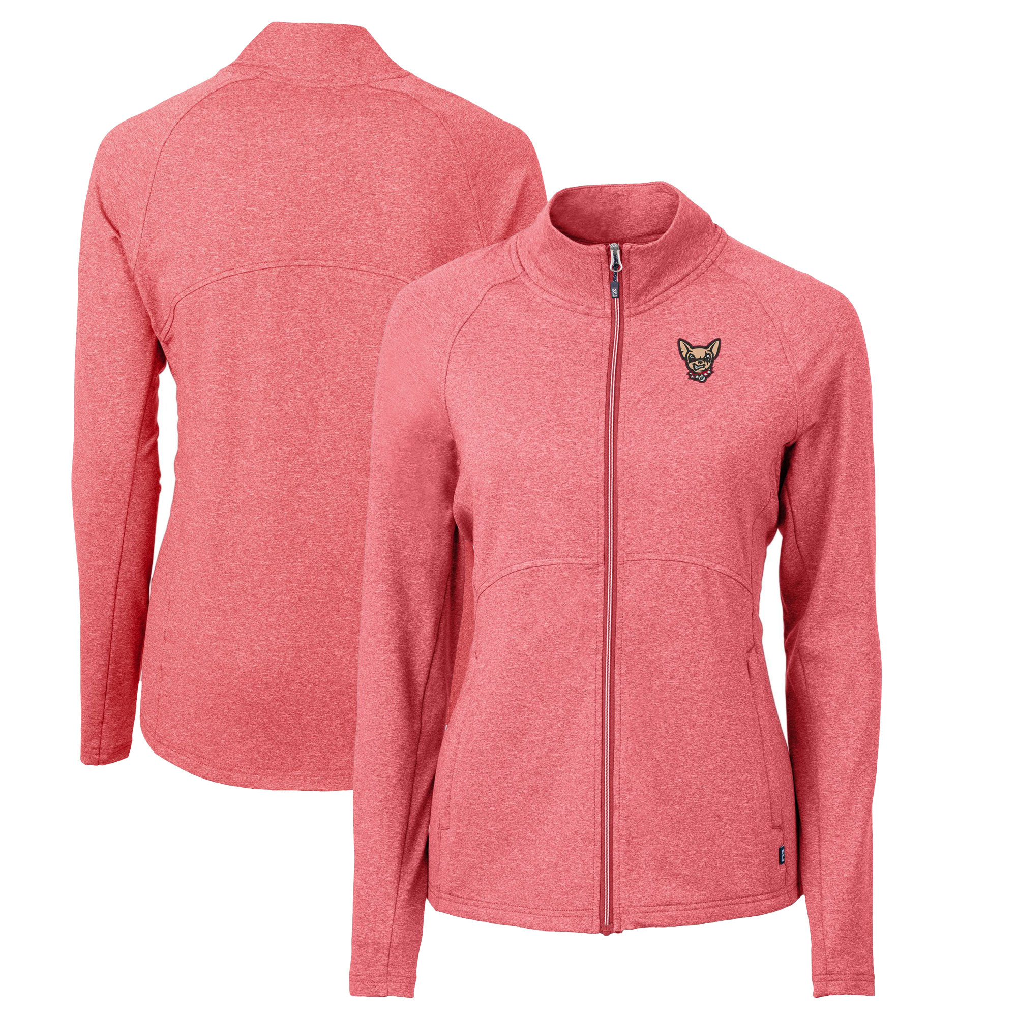 Women's Cutter & Buck Heather Red El Paso Chihuahuas Adapt Eco Knit Heather Recycled Full-Zip Jacket