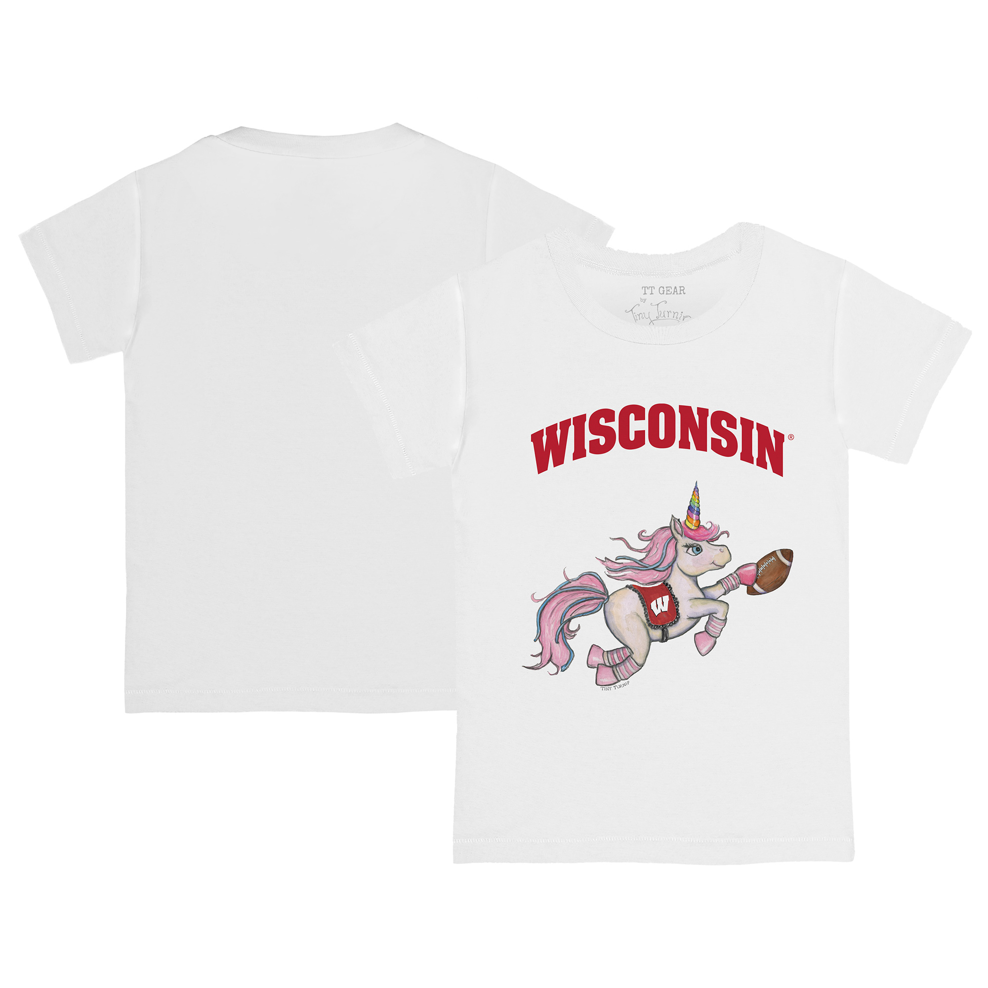 Youth Tiny Turnip White Wisconsin Badgers Unicorn T-Shirt
