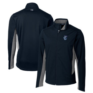 Men's Cutter & Buck Navy Corpus Christi Hooks Navigate Softshell Full-Zip Jacket