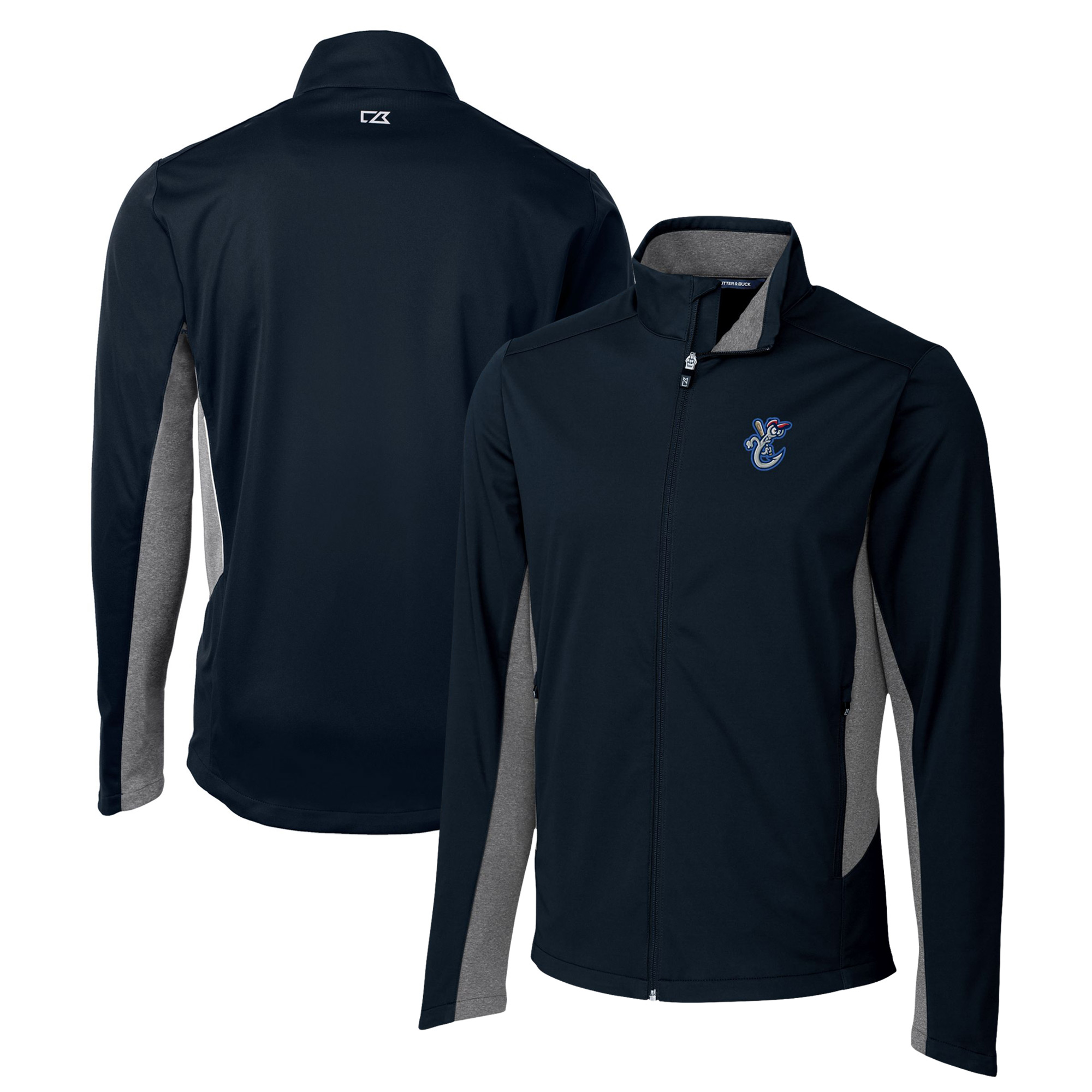 Men's Cutter & Buck Navy Corpus Christi Hooks Navigate Softshell Full-Zip Jacket