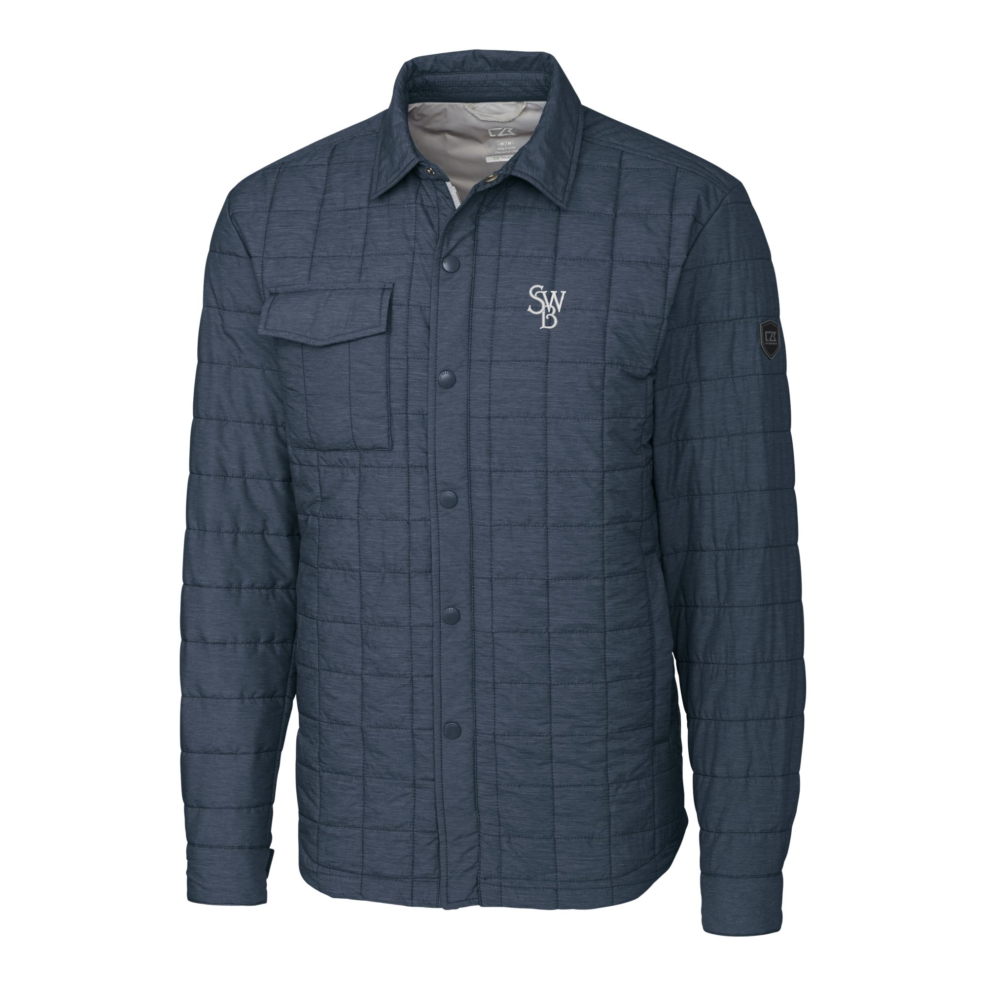 Men's Cutter & Buck Heather Navy Scranton Wilkes-Barre RailRiders Rainier PrimaLoft Eco Insulated Quilted Button-Up Shacket - Image 6