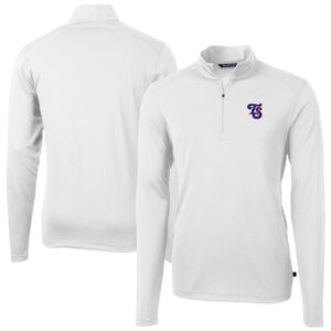 Men's Cutter & Buck White Tennessee Smokies Virtue Eco Pique Recycled Quarter-Zip Pullover Top