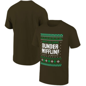 Men's Ripple Junction Olive Brown The Office Faux Sweater Holiday Graphic T-Shirt
