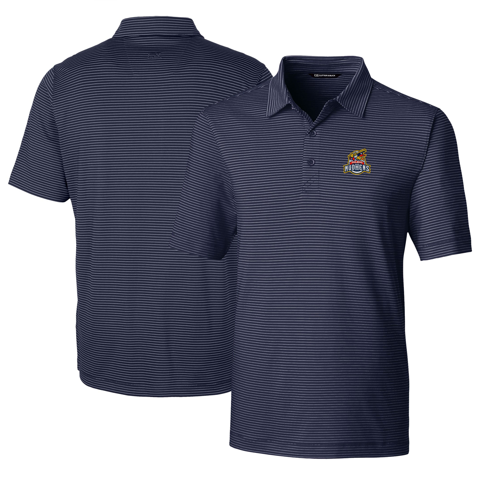 Men's Cutter & Buck Navy Toledo Mud Hens Big & Tall Forge Pencil Stripe Stretch Polo