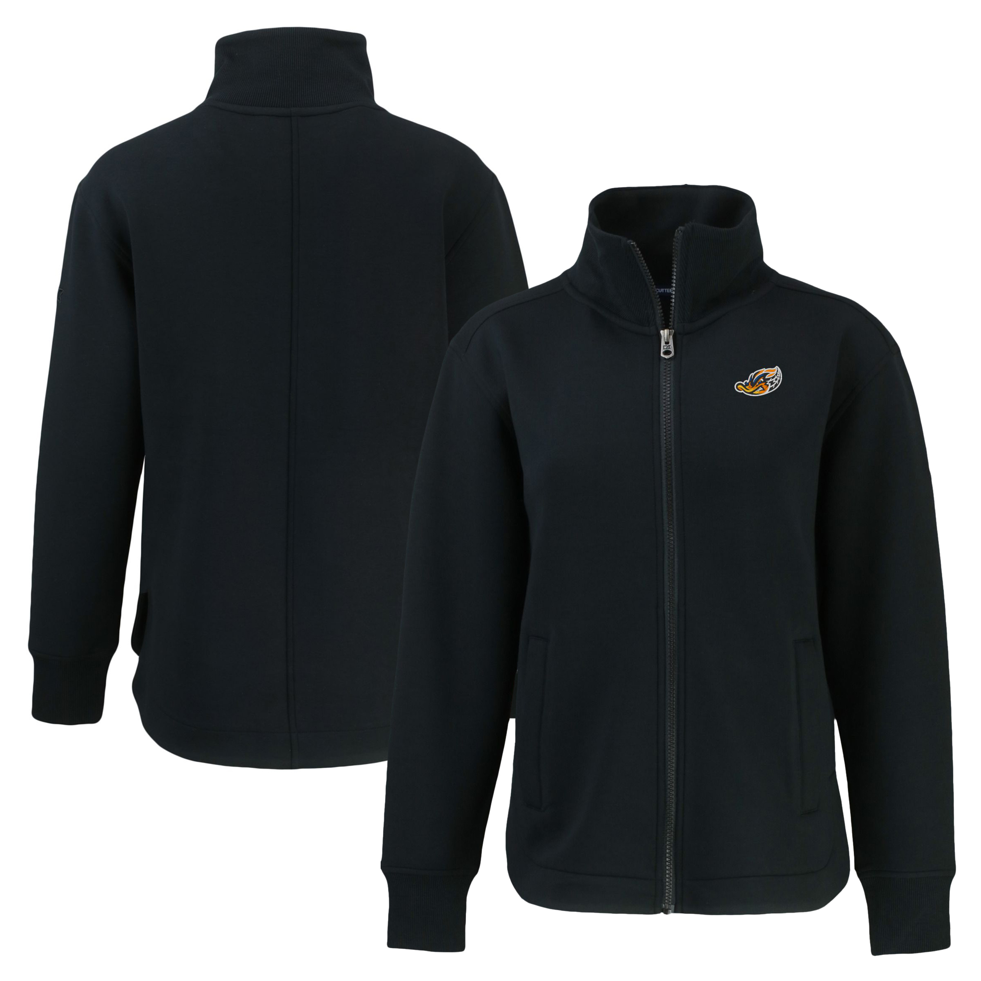 Women's Cutter & Buck Black Akron RubberDucks Roam Eco Recycled Full-Zip Jacket