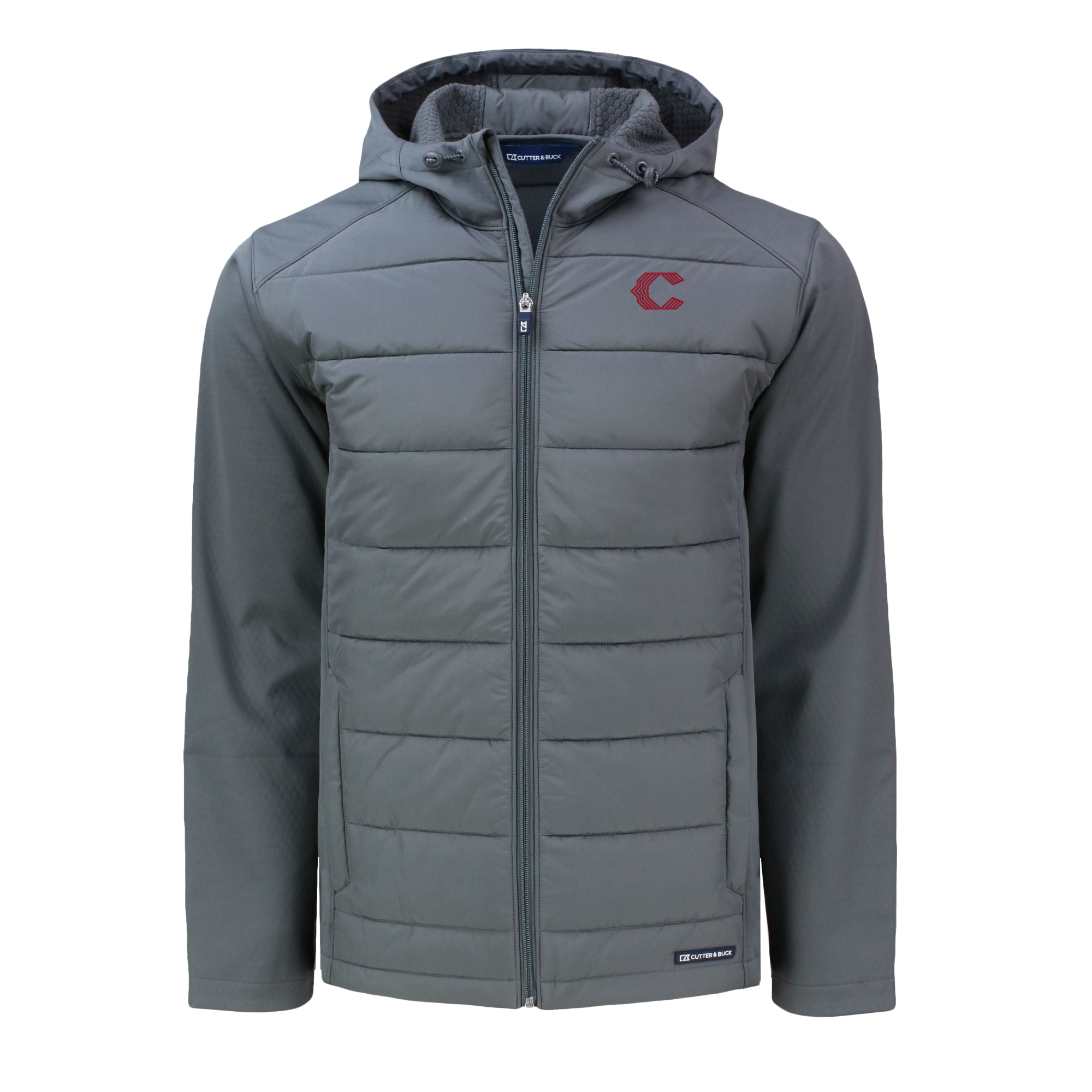Men's Cutter & Buck Gray Cincinnati Reds City Connect Big & Tall Evoke Hybrid Eco Softshell Recycled Full-Zip Hooded Jacket - Image 5