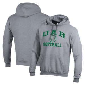 Men's Champion  Gray UAB Blazers Icon Softball Powerblend Pullover Hoodie