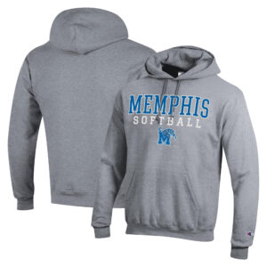 Men's Champion  Gray Memphis Tigers Stack Logo Softball Powerblend Pullover Hoodie