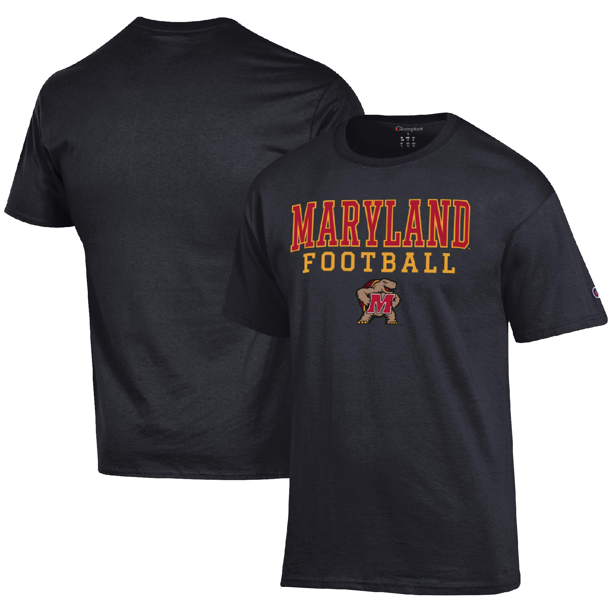 Men's Champion Black Maryland Terrapins Football Stack T-Shirt